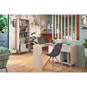 EMOB - Boekenkast Ara-184cm-4 legplanken-lichtgrijs/eik - Parisot - Boekenkasten - Grijs - Spaanplaat - Boekenkasten - Op voorraad