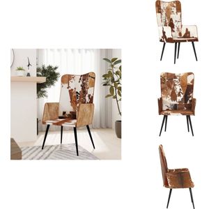 vidaXL Fauteuil - Fauteuils - Armstoel - Zetel - Fauteuil harig echt leer bruin en wit