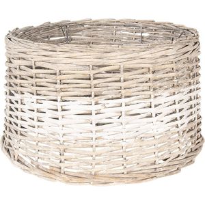 HAES DECO - Rotan Lampenkap - Natural Cosy - bruin rotan gevlochten met witte band - formaat Ø 45x27 cm, voor Fitting E27 - Tafellamp, Hanglamp