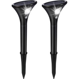 Tuinverlichting op zonne energie - Solarlampen buiten 2 stuks 2 modi bewegingsmelder padverlichting IP65 waterdicht auto aan/uit landschapsverlichting buitenlicht