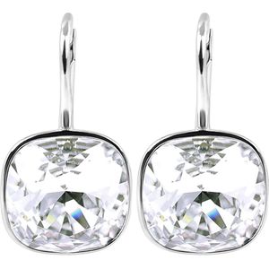Behave Oorhangers dames – vierkant - zilverkleurig – transparant – kristal oorbellen - stijlvolle vrouwen oorhangers - sieraden - geschenkdoos - cadeau