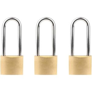 Allecto Plus - Messing hangsloten set van 3 - Heavy Duty Sleutel Hangsloten - Reizen Bagage & Gym Locker - 50mm/Groot - Beveiliging voor Garage Deur en School
