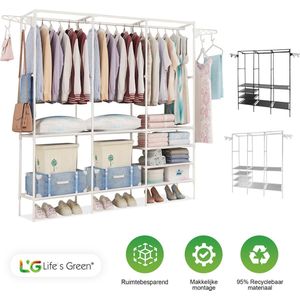 Life's Green® XXL Opvouwbare Kledingkast - Opbergkast - Campingkast - Wit