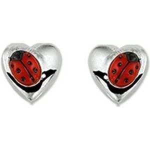 TFT Oorknoppen Hart Lieveheersbeestje Zilver Gerhodineerd Glanzend 3 mm x 4 mm