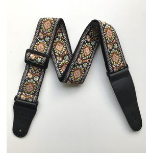 P&P® - Professionele Verstelbare Stevige Gitaarband - Guitar strap Band - Luxe Gitaarriem - Bas/Elektrische /Akoestische/ Klassieke Gitaar - Geborduurd oranje