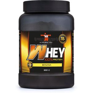 M Double You - 100% Whey Protein (Banana - 900 gram) - Eiwitshake - Eiwitpoeder - Eiwitten - Sportvoeding - 36 shakes