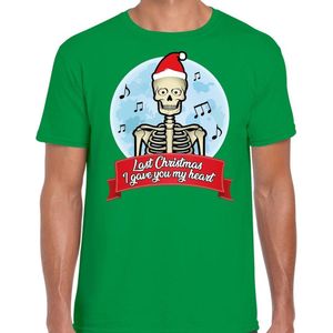 Fout Kerst shirt / t-shirt - Last Christmas i gave you my heart - groen voor heren - kerstkleding / kerst outfit S