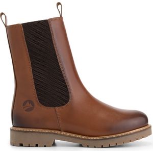 Travelin' Forsand - Halfhoge dames chelsea boots - 100% hoogwaardig leer - Cognac