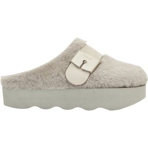 SCHOLL GRETA E Synthetic fur Womens Taupe FALSO Clogs - Taupe - Maat 36