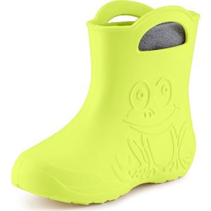 Ladeheid LA-CA-FrogWinter Kinder Regenlaarzen - Rubber - met Binnenschoen - EVA - Wasbare Binnenschoen - Limoen - 26/27