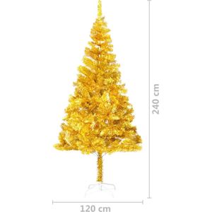 vidaXL - Kunstkerstboom - met - verlichting - en - kerstballen - 240 - cm - PET - goud