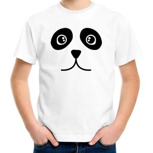 Panda / pandabeer gezicht verkleed t-shirt wit voor kinderen - Carnaval fun shirt / kleding / kostuum 158/164