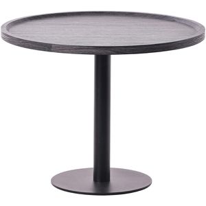 CLP Aspen bijzettafel - rond - salontafel - houten blad - mat zwart metalen onderstel - Ø 60cm - hoogte: 46 cm - grijs