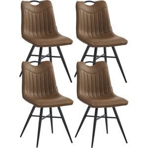Colenis® - Verty Eetkamerstoel - Set van 4 - Cognac - PU - Industrieel - Design