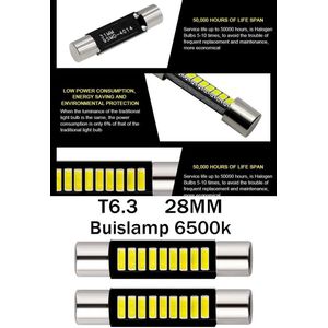 Buislamp set LED 2 stuks | T6.3 |  C5W 28 mm | T6 | 6500K | 180 Graden straling 9 SMD | 135 Lumen| 28mm - 29mm - 29 mm | 4014 LED | 12V | CANbus - Interieur verlichting - Auto