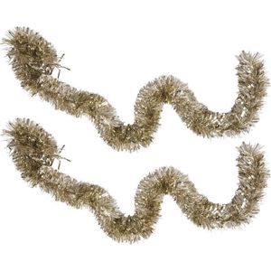 3x Kersboom decoratie folieslingers goud 200 x 15 cm - Guirlande lametta folieslingers - Tinsel kertsboomslingers