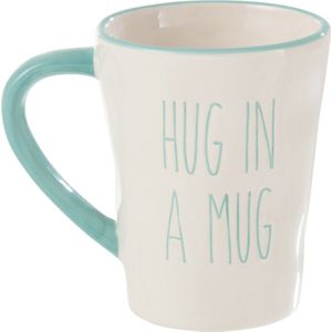 J-Line tas 'Hug In Mug' - keramiek - blauw/wit - 12 stuks