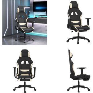 vidaXL Gamestoel met voetensteun en massagefunctie stof zwart en rood - Gamingstoel - Gamingstoelen - Televisiestoel - Racingstoel