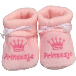 Kraamcadeau  - Petit Villain Newborn Slofjes - Prinsesje - Roze -  0-3 maanden