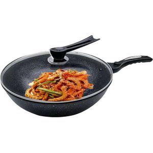 Waukeen wokpan 32cm Glazen Deksel Spatel Wok