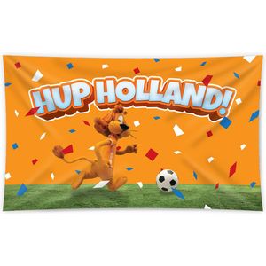 Vlag Loeki de Leeuw - WK voetbal 2022 - Nederlands elftal - Hup Holland! - 90 x 150 cm - Polyester - oranje