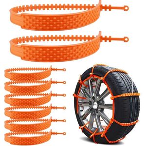 Autokabelbinders - 6 stuks universele tractieketting sneeuwkettingen - herbruikbare sneeuwketting glijbeschermketting - voor auto vrachtwagen SUV sneeuw wegen .