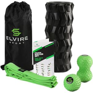 Elvire Sport Foam Roller Massageset voor Diep Weefsel - Schuimrollers, Massageroller en bal, Voetroller - Verlicht pijn - Groen