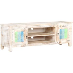 The Living Store TV-meubel Acacia - 120x30x40 cm - Met bloemontwerp deuren