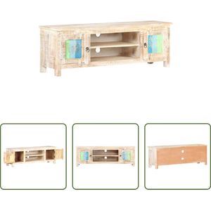 The Living Store TV-meubel Acacia - 120x30x40 cm - Met bloemontwerp deuren