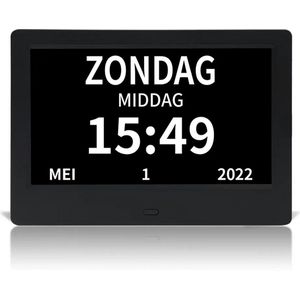 Dementieklok Digitale klok Kalenderklok Seniorenklok Klok met datum dag en tijd Zwart Inclusief afstandsbediening Full HD scherm Kunststof Digitaal display Stil uurwerk: Ja