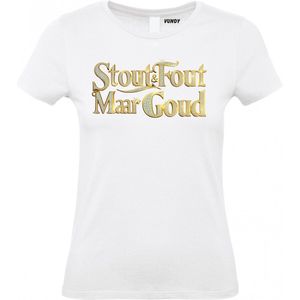 Dames t-shirt Gouden tekst met Diamantjes | Toppers in Concert 2025 | Stout & Fout maar Goud | Foute Party Shirt | Wit Dames | maat XXXL