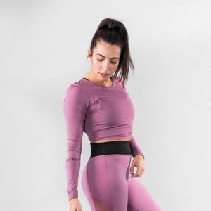 Body & Fit Perfection Stretch Cropped Top - Sportshirt Dames - Lange mouwen - Maat: XL - Mauve