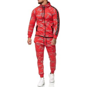 Heren joggingpak rood - Camouflage - 1011