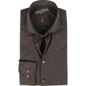 Pure - H.Tico The Functional Shirt Bruin - Heren - Maat 41 - Slim-fit