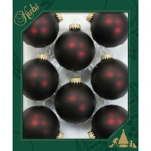 16x stuks glazen kerstballen 7 cm chocolade bruin/rood kerstboomversiering - Kerstversiering/kerstdecoratie