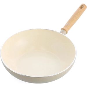 GreenChef Nordics Crème Wok 28cm/3.7L - inductiegeschikt - alle warmtebronnen - koelgreep - ovenbestendig tot 160°C - keramische anti-aanbaklaag - PFAS-vrij