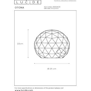 Lucide OTONA - Tafellamp - Ø 25 cm - 1xE27 - Zwart