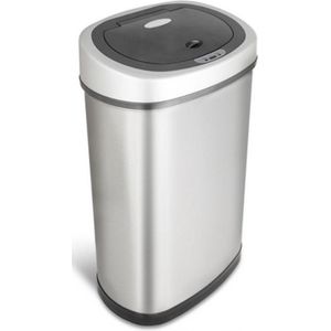 Rijoka Prullenbak met Sensor - 50 Liter - RVS Zilver - Soft Close - Vingerafdrukvrij - Modern Design