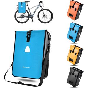 Fietstas, 18 liter, fietstas voor bagagedrager, waterdichte schoudertas, 2-in-1 fietstas, bagagedragertas met schouderriem, geschikt voor outdoor, voor e-bike- en MTB-racefiets, blauw