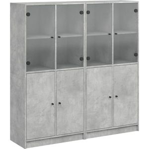 vidaXL-Boekenkast-met-deuren-136x37x142-cm-bewerkt-hout-betongrijs