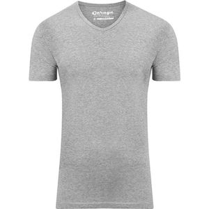 Garage 202 - Bodyfit T-shirt V-hals korte mouw grijs melange L 80% katoen 15% viscose 5% elastan