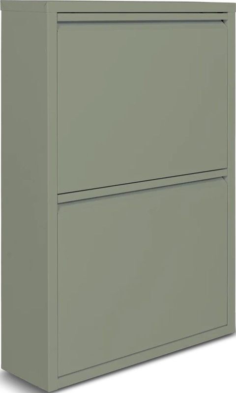 Naturn Living - Metalen Schoenenkast - Olijfgroen - 2-Deurs - Ruimtebesparend