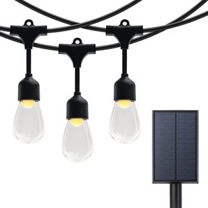 Brendz Solar Lichtsnoer voor Buiten, 14,5m, 15 Lampen, Onbreekbaar, 2500K Warm Wit, Weerbestendig, Solar Tuinverlichting Zonne Energie, Djerba
