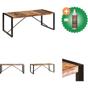 vidaXL Eettafel 200x100x75 cm massief gerecycled hout - Tafel - Inclusief Houtreiniger en verfrisser