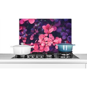 Spatscherm keuken 70x50 cm - Kookplaat achterwand Bloemen - Paars - Natuur - Muurbeschermer - Spatwand fornuis - Hoogwaardig aluminium