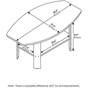 Moderne Salontafel, Stijlvol Design, Frans Eiken Grijs/Zwart