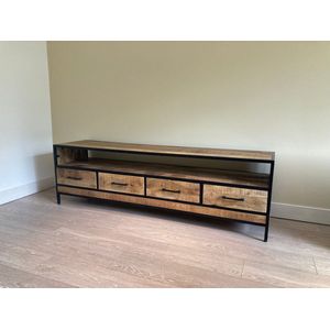 Tv meubel Luuk met 4 lade 180x45x55 cm mangohout en metaal