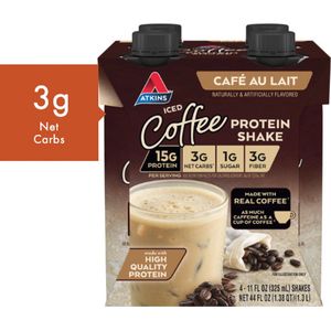 Atkins | Protein Shake | Iced Coffee Café Au Lait | 4 Stuks | 4 x 325 ml