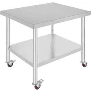 Commerciële Keuken Werktafel - Verrijdbaar Zilver - RVS - 95x61 CM