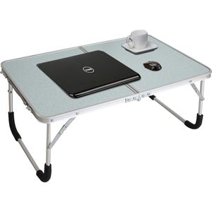 Opvouwbare laptoptafel, bedbureau, ontbijtdienblad, draagbare mini-picknicktafel en ultralicht, in tweeën te vouwen met opbergruimte aan de binnenkant (zilver)